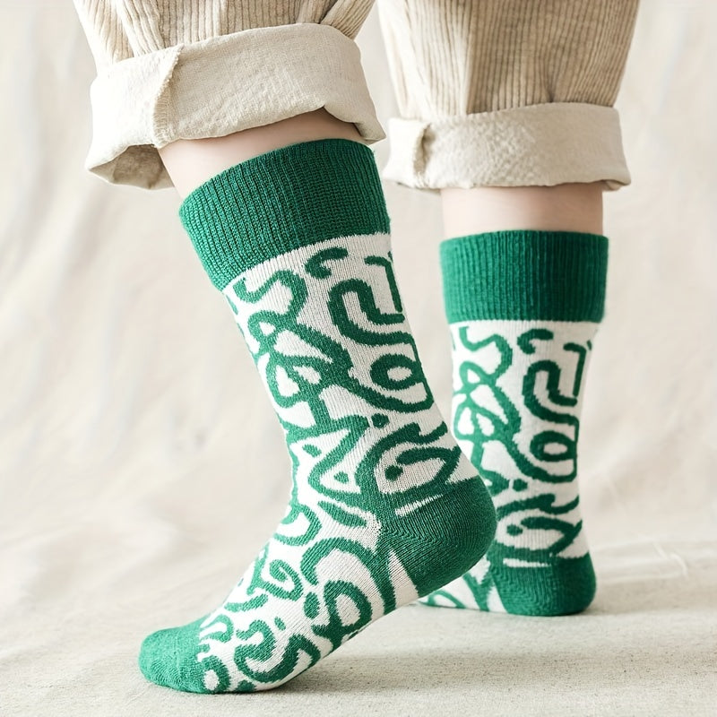 5 Pairs Kids Sports Socks Hip hop Cartoon Pattern Odor Resistant Breathable