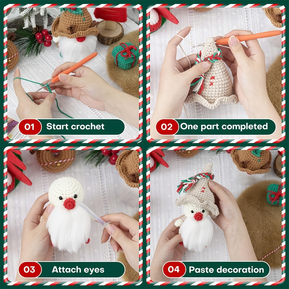 Christmas Gnome Crochet Kit Pumpkin Ghost Dwarf Crocodile Hand Knitting Beginner