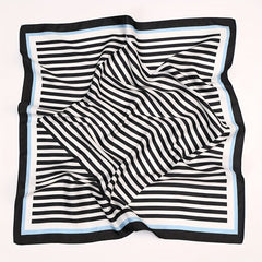 Striped Bandana Classic Print Square Scarf Head Wrap Women Satin Neckerchief Hai