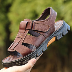 Men's Open Toe Hook And Loop Sandals Non Slip Comfortable Beach Shoes Summer