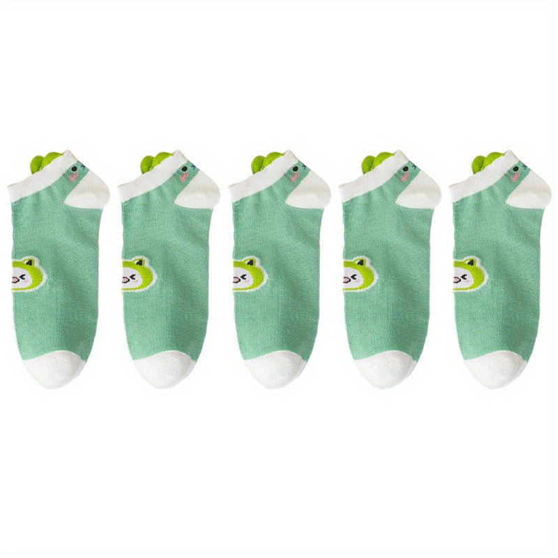 5 Pairs Girls Cartoon Animal Cotton Socks for Kids