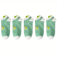 5 Pairs Girls Cartoon Animal Cotton Socks for Kids