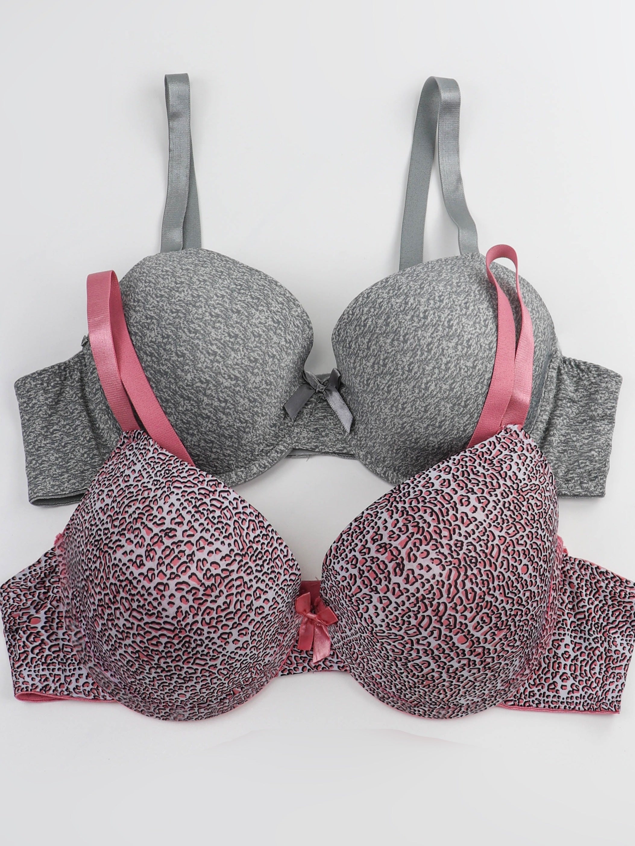 2 Pack Plus Size Leopard Print Bras Set Padded Molded Cup 2pcs Set