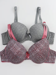 2 Pack Plus Size Leopard Print Bras Set Padded Molded Cup 2pcs Set