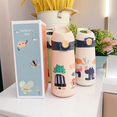 460ml Cartoon Printed Insulated Water Bottle Stainless Steel with Handle