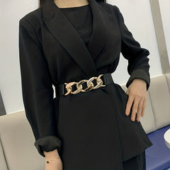 Geometric Metal Knotted Elastic Belt Waistband Women Casual Dress Girdle