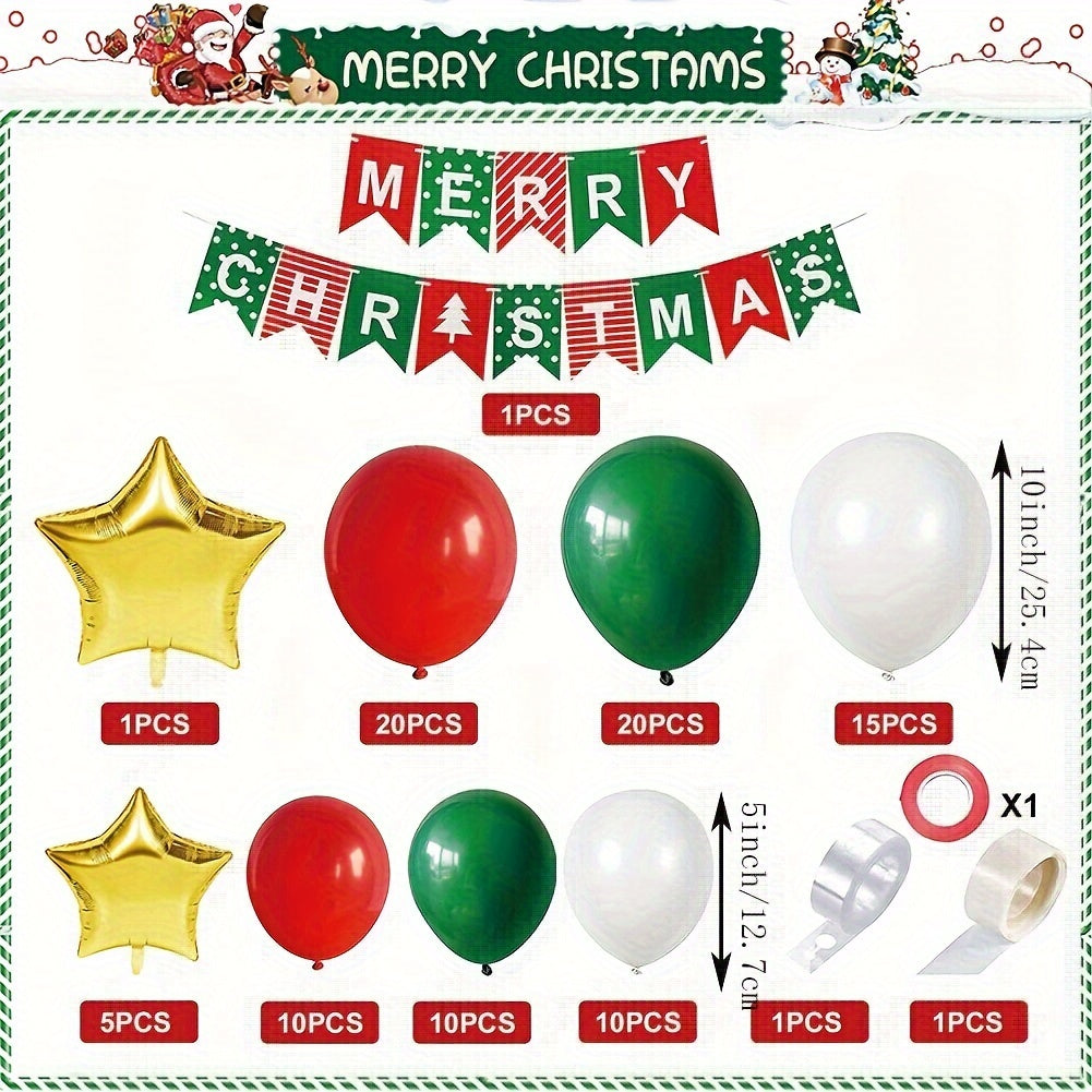 94pcs Christmas Banner Balloon Set Holiday Decor Party Favor Scene Decor