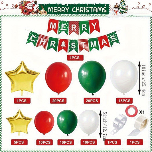 94pcs Christmas Banner Balloon Set Holiday Decor Party Favor Scene Decor