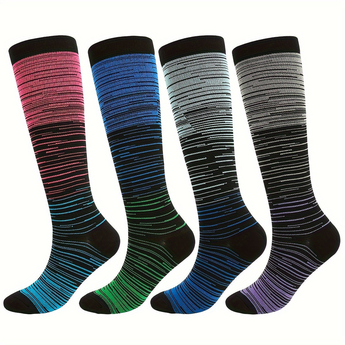 4 Pairs Copper Compression Socks for Women & Men 15-25 mmHg