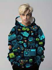 Kids Cartoon Robot Pattern Hoodie for Spring Fall Winter