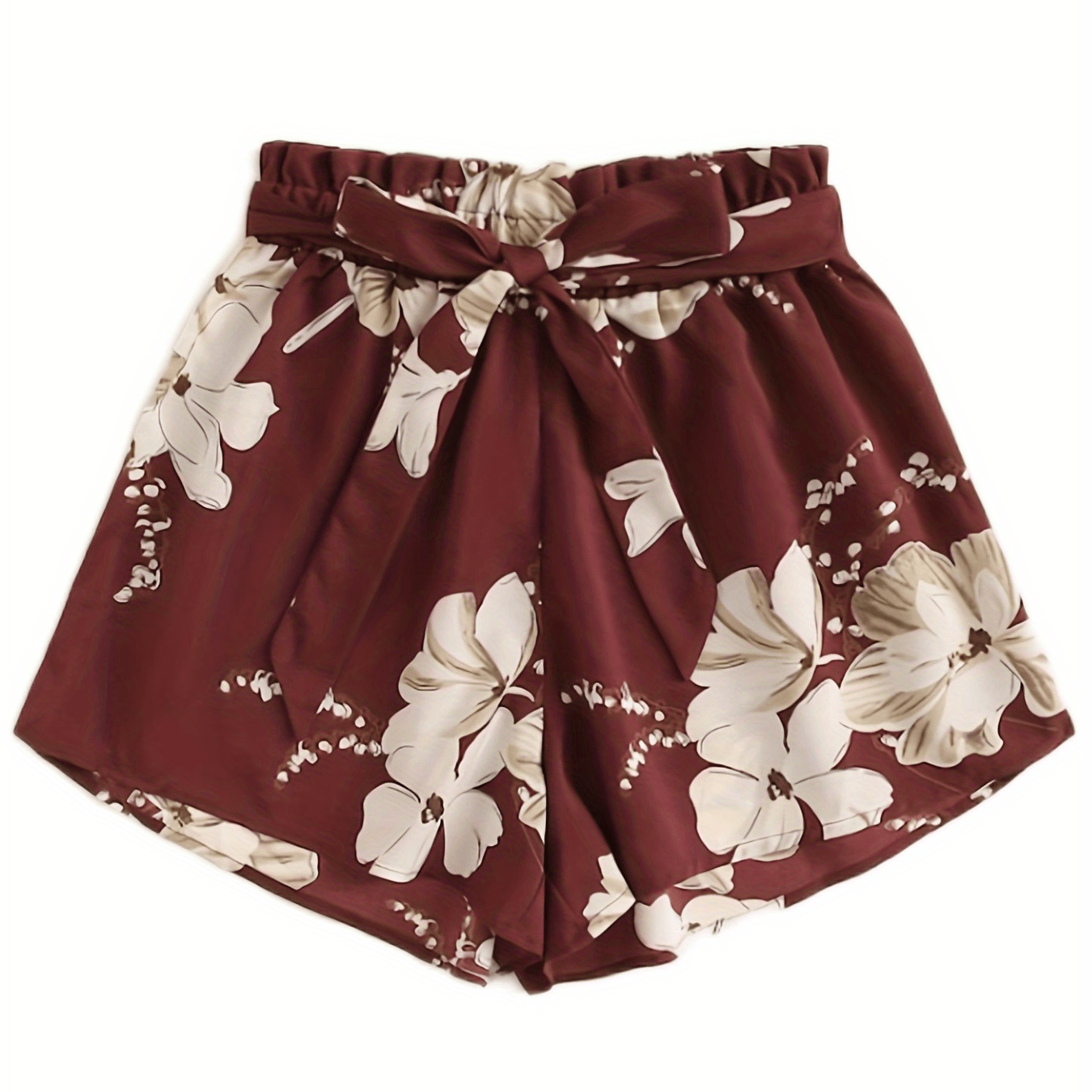 Floral Print Tie Waist Casual Loose Shorts Spring Summer