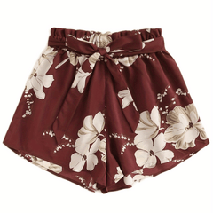 Floral Print Tie Waist Casual Loose Shorts Spring Summer