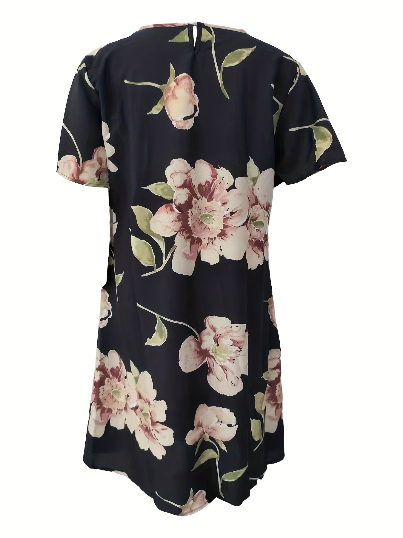 Dress Women's Plus Floral Print Short Sleeve Cut Out