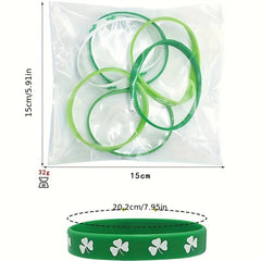 6pcs St Patrick's Silicone Bracelet Lucky Rubber Wristband