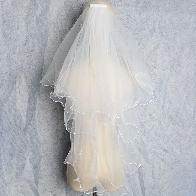 Bridal Veil Faux Pearl Head Veil Wedding Dress Hair Accessories
