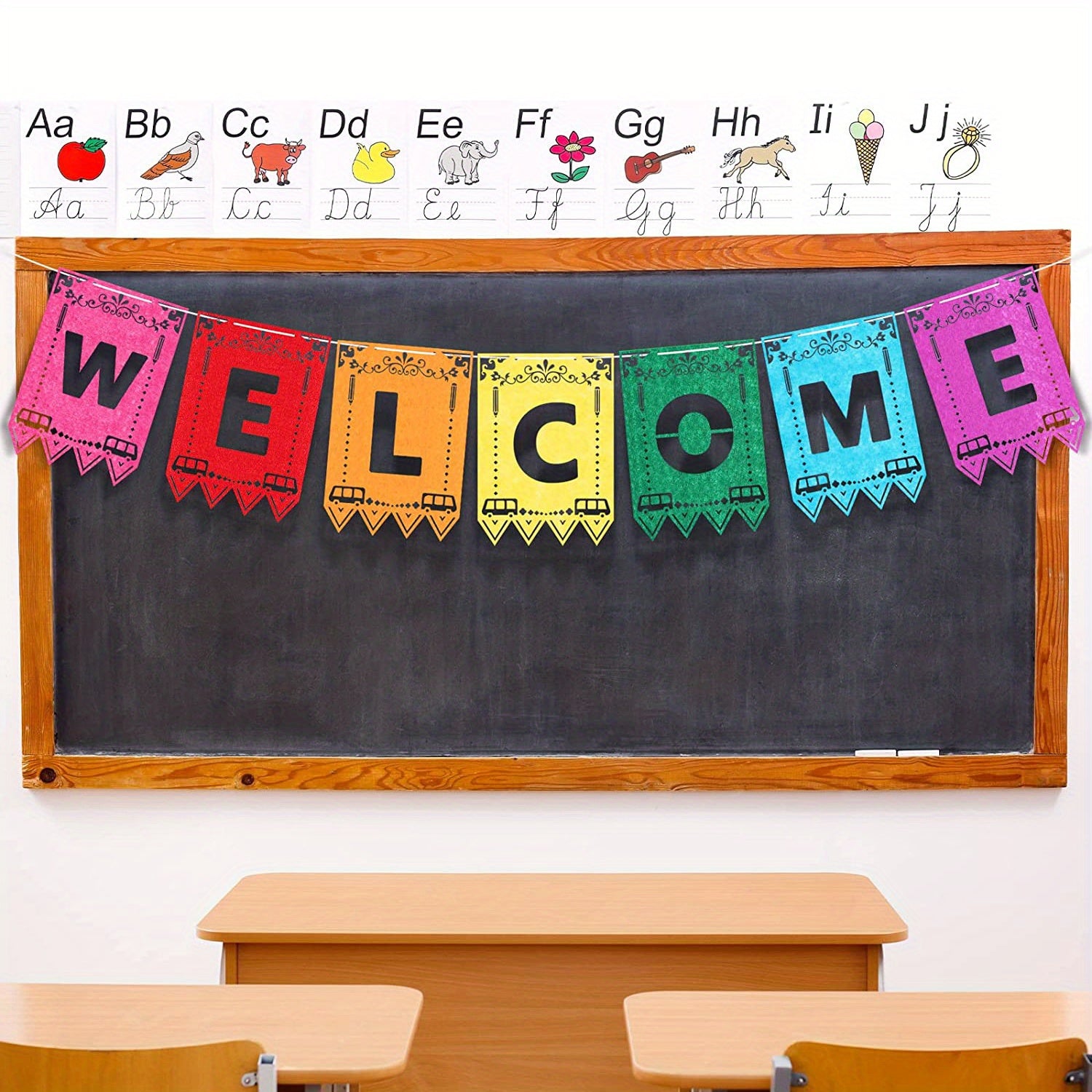 Colorful School Letter Pull Flag Welcome Banners - Classroom Decoration
