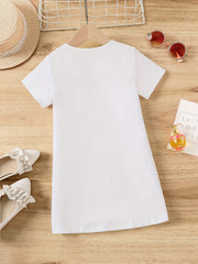 Toddler Girls Short Sleeve ALWAYS HAVE FUN Dog Graphic Dress