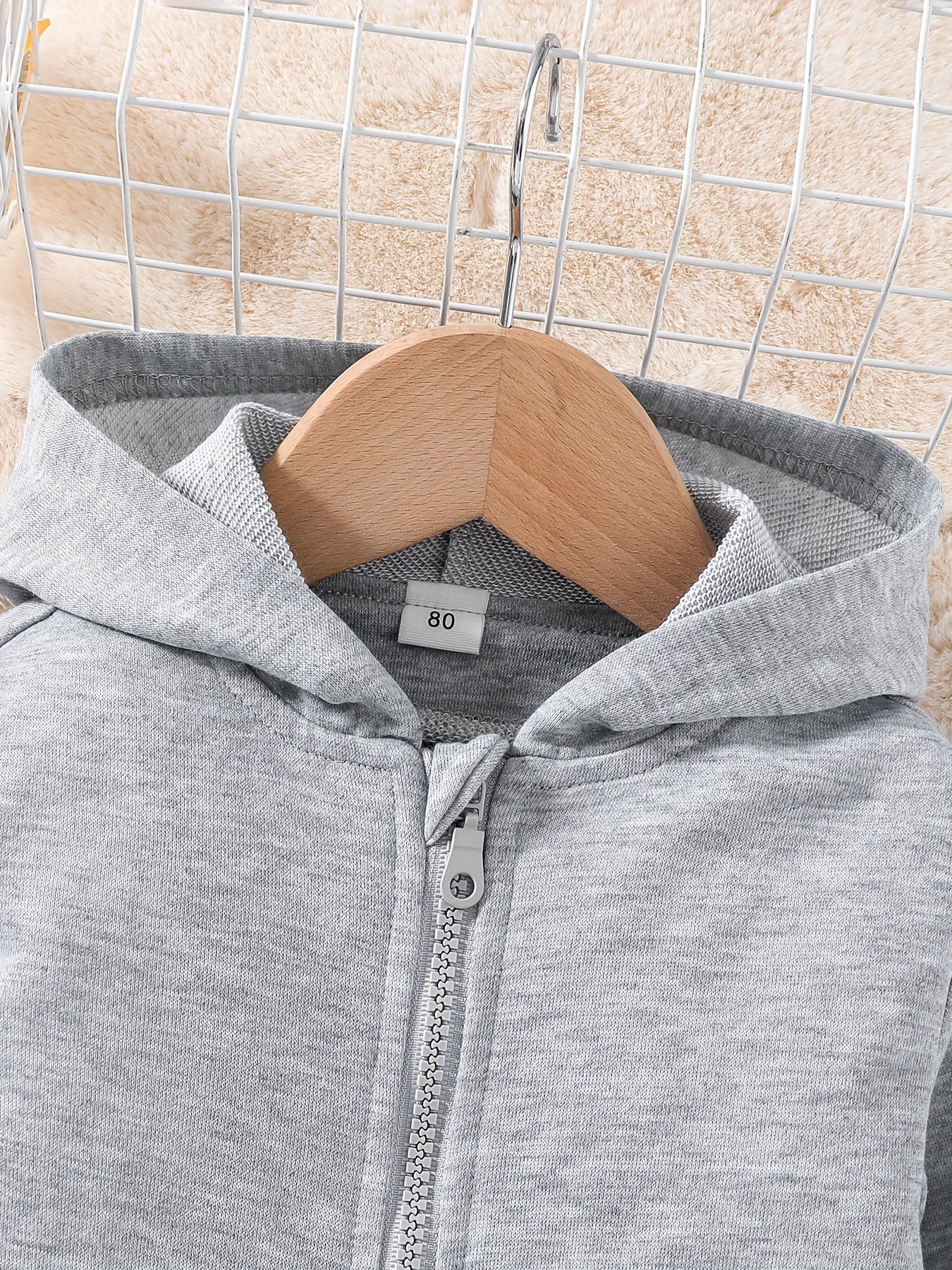 Baby Boys Girls Zip Up Hooded Coat Long Sleeve Jacket With Pockets