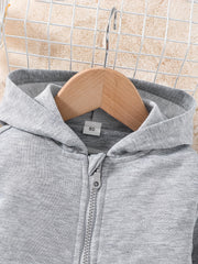 Baby Boys Girls Zip Up Hooded Coat Long Sleeve Jacket With Pockets