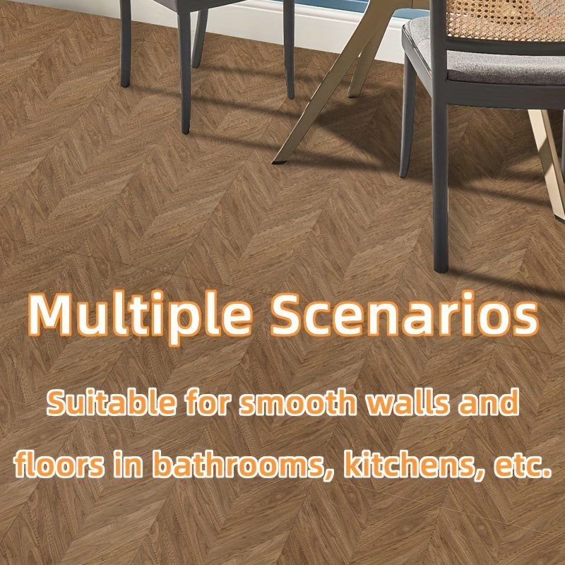 4pcs Retro Wood Grain Floor Wall Stickers Adhesive Non Slip Self Decorative