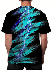 Men's Brush Stroke & Lightning Graphic T shirt Casual 3D Print Tee