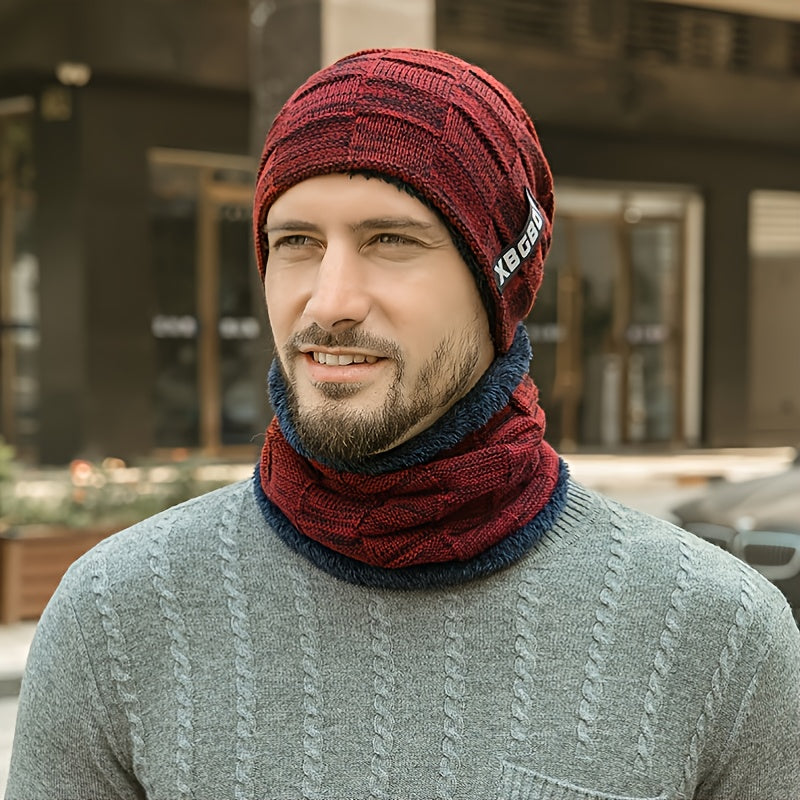Urban Beanie Hat & Scarf Set Thick Fleece Skull Cap Halloween & Day of the Dead