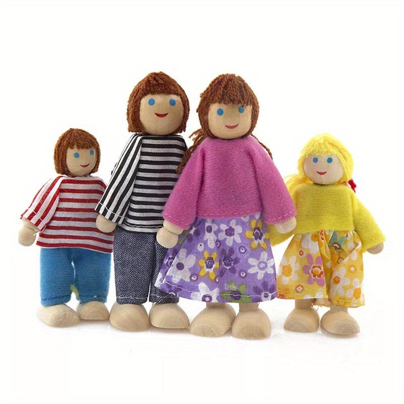6pcs Wooden Dollhouse Family Figures People Accessories Pretend Play Gift Set