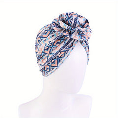 Boho Flower Decor Turban Cap Printed Bonnet Head Wrap Scarf Beanie