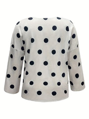 Polka Dot Button Up Shirt Long Sleeve Women's Casual Blouse