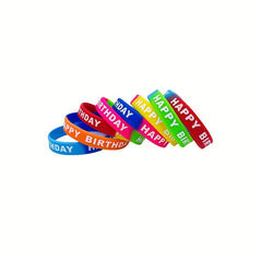 2pcs Happy Birthday Silicone Bracelet Waterproof Reusable Rubber Wristband