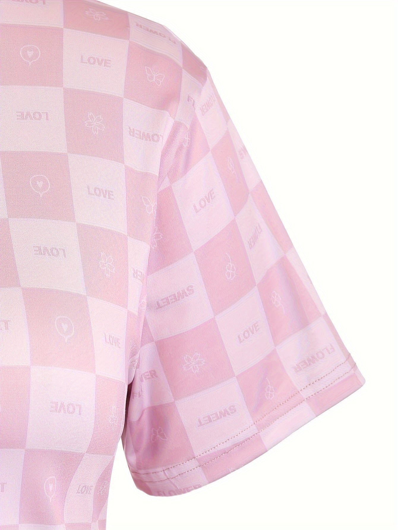 Checkered & Letter Print Pajamas Set