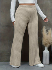 Ribbed High Rise Flare Leg Trousers