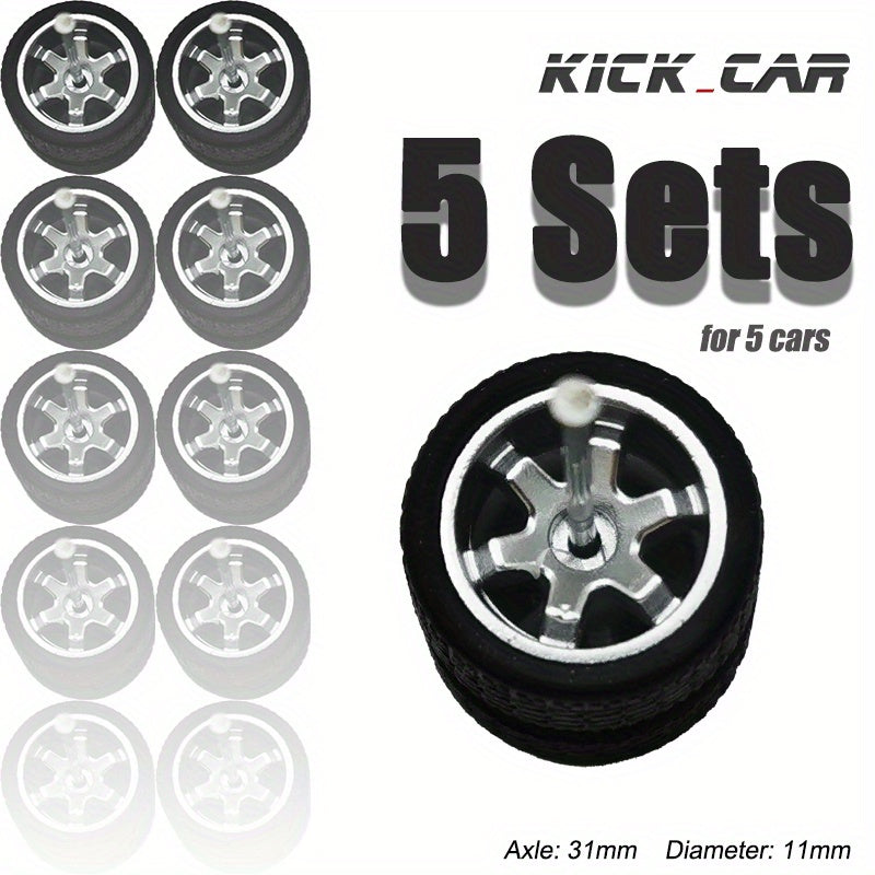 1/64 Wheels With Rubber Tires - 5 Sets for 5 Cars - Halloween Thanksgiving Chris