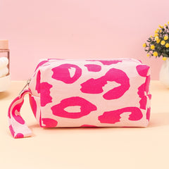 Pink Leopard Print Makeup Bag Cosmetic Bag For Women