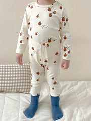 Boys Lemon Print 2pcs Pajamas Set Long Sleeve Top & Pants