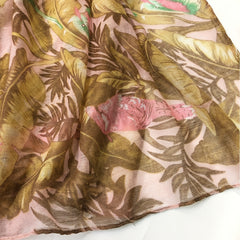 Birds & Leaves Print Voile Scarf Boho Thin Casual Shawl Vintage Women Wrap Acces