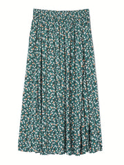 Floral Print Pleated Skirt for Spring & Summer Vacation