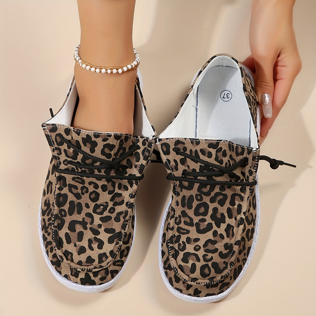 Leopard Print Boat Shoes Lightweight Slip-on Casual Flats