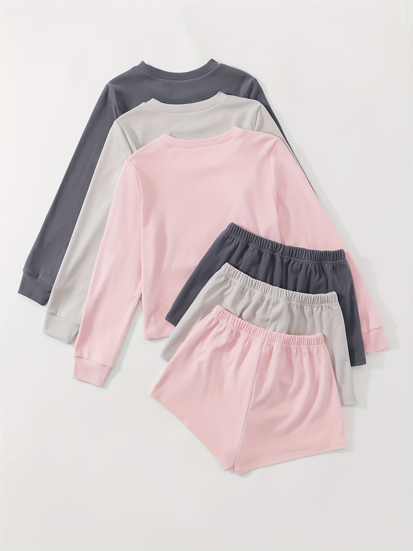 3-Piece Lounge Set Long Sleeve Top & Shorts Women's Sleepwear
