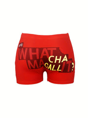 Letter Print Skinny Shorts for Women