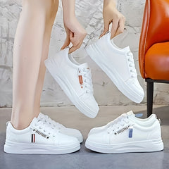 Women's Side Zipper Sneakers Casual Lace Up Outdoor Shoes