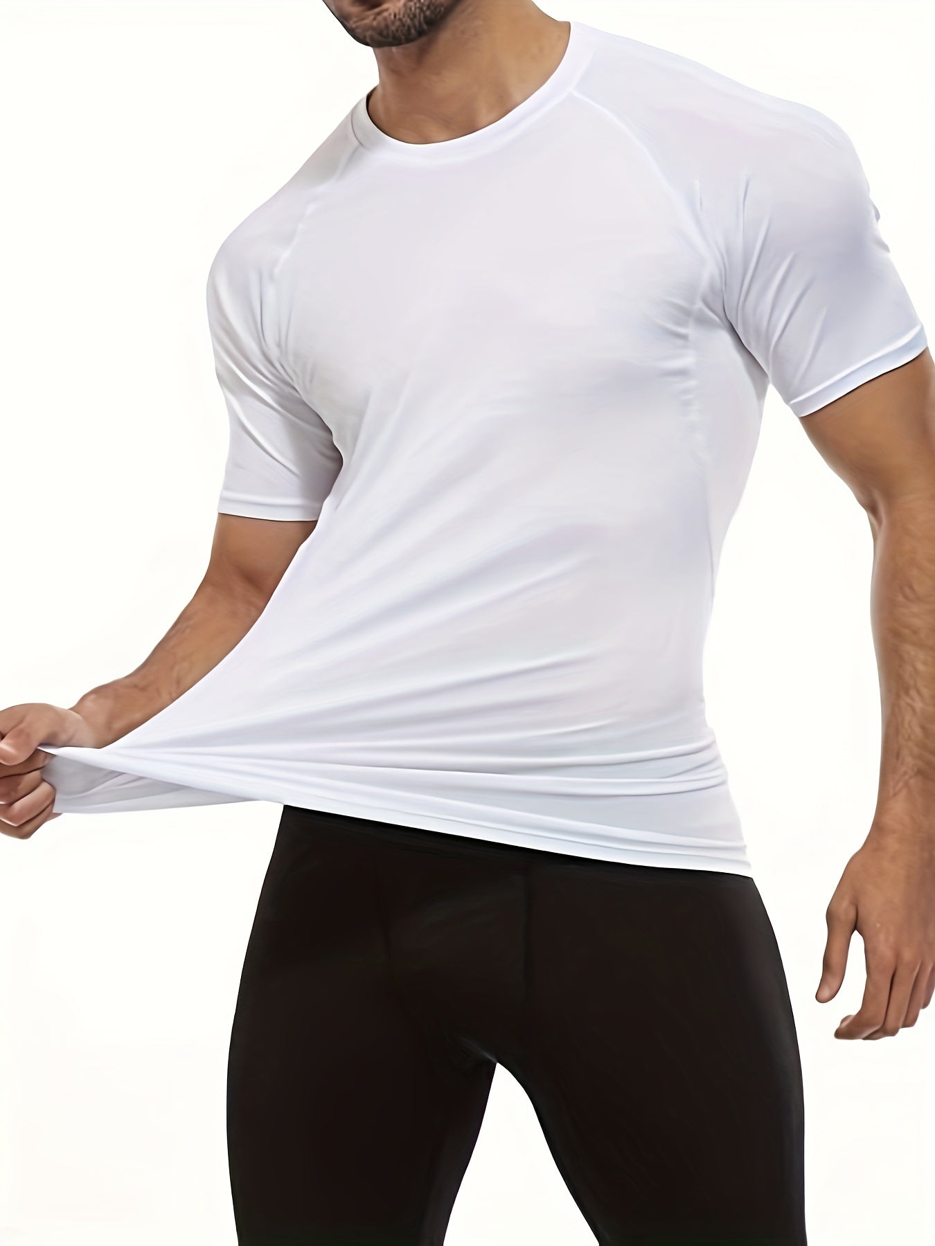 HOPLYNN Men's Compression Shirt Short Sleeve Crew Neck Undershirt