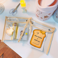 PVC Snap Button Storage Bag Waterproof Makeup Stationery Organizer