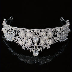 Bridal Faux Pearl Crystal Crown Tiara Wedding Head Jewelry