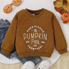 Cute Pumpkin Print Sweatshirt for Toddlers - Fall Top