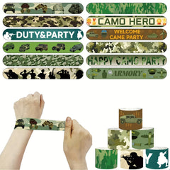 12pcs Army Memorial Slap Bracelets for Kids Boys & Girls