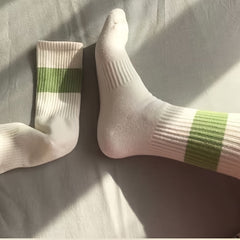 Colorblock Casual Mid Tube Socks Soft Cotton Women's Stockings