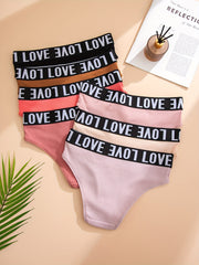 7pcs Letter Print Briefs Ribbed Intimates Panties