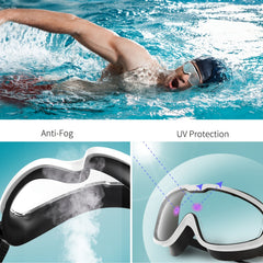 Unisex Swim Goggles UV Protection Anti-fog Diving Goggles Ear Plugs Nose Clips