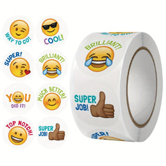 Emoticon Stickers Happy Face Teacher Reward Labels 500 Pieces Roll